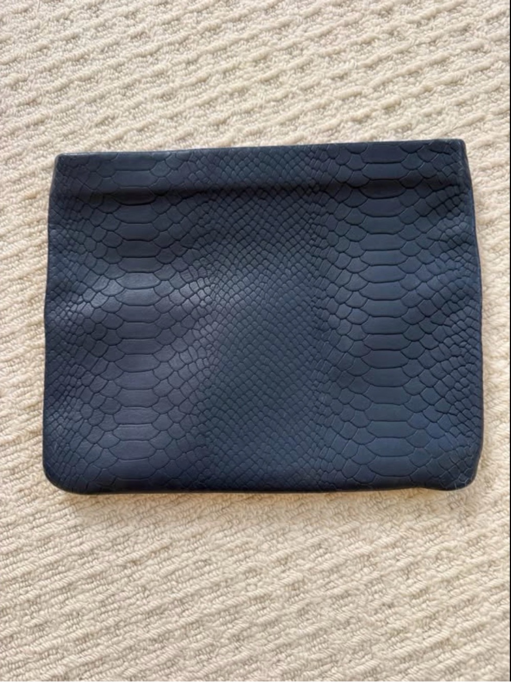 GiGi New York Navy Snake-Embossed Zip Clutch with Gold Hardware - Picture 2 of 3
